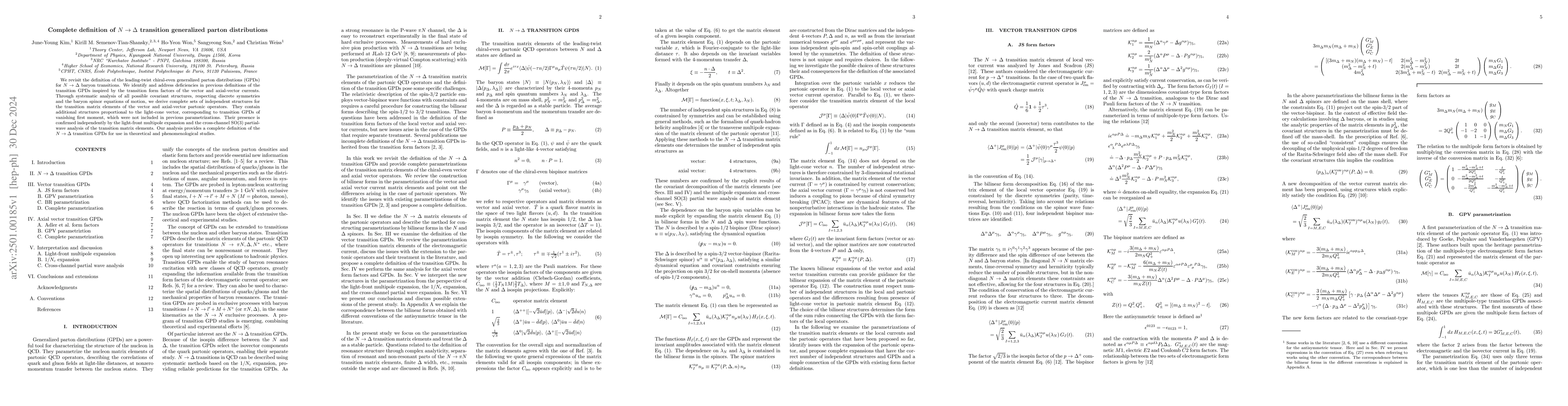 Thumbnail for Complete definition of $N \rightarrow Δ$ transition generalized
  parton distributions