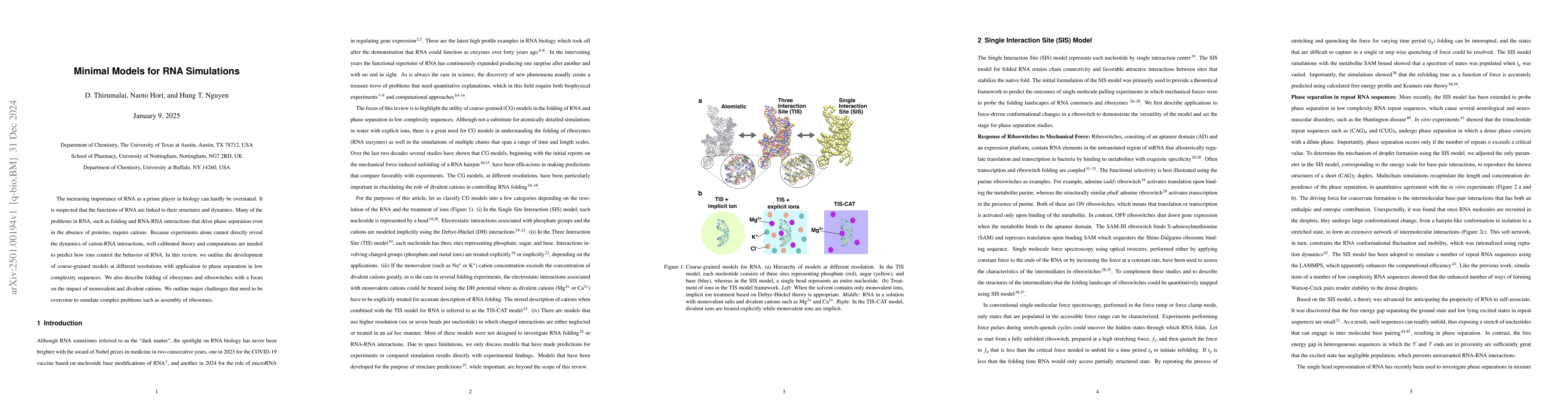 Thumbnail for Minimal Models for RNA Simulations