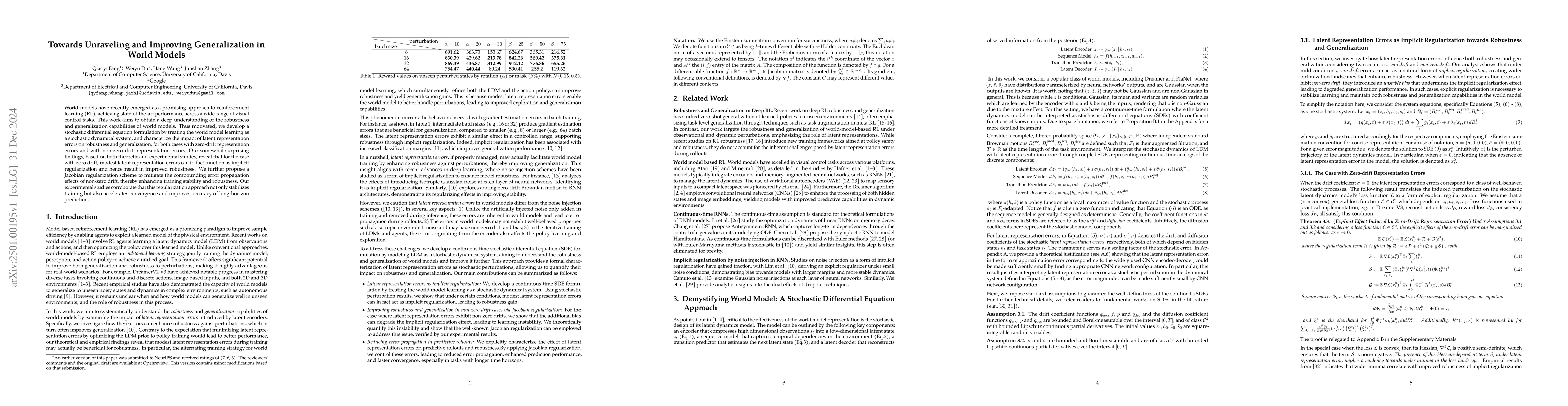 Thumbnail for Towards Unraveling and Improving Generalization in World Models