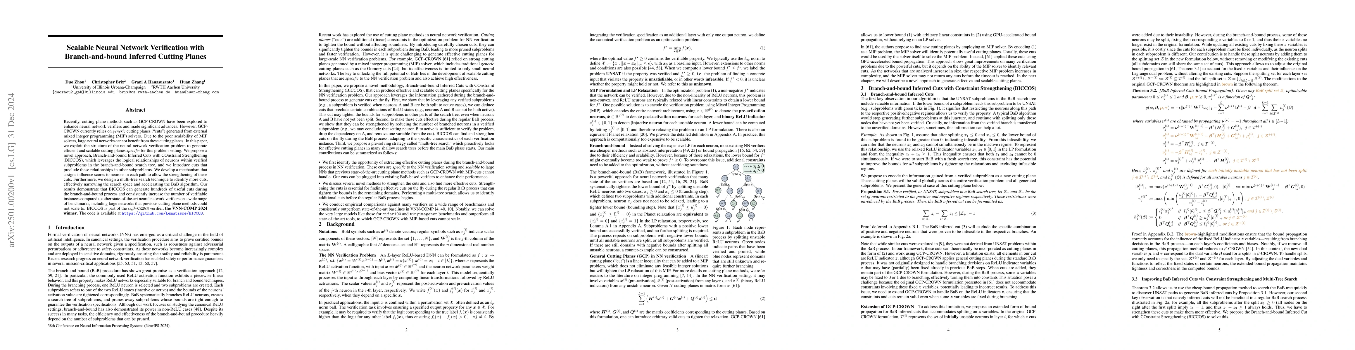 Thumbnail for Scalable Neural Network Verification with Branch-and-bound Inferred
  Cutting Planes