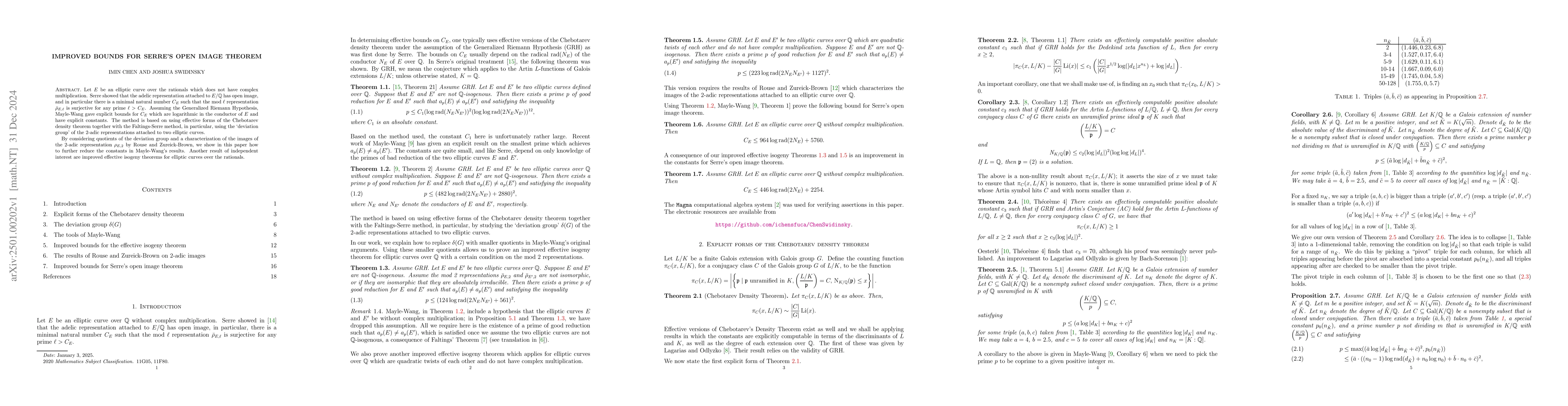 Thumbnail for Improved bounds for Serre's open image theorem