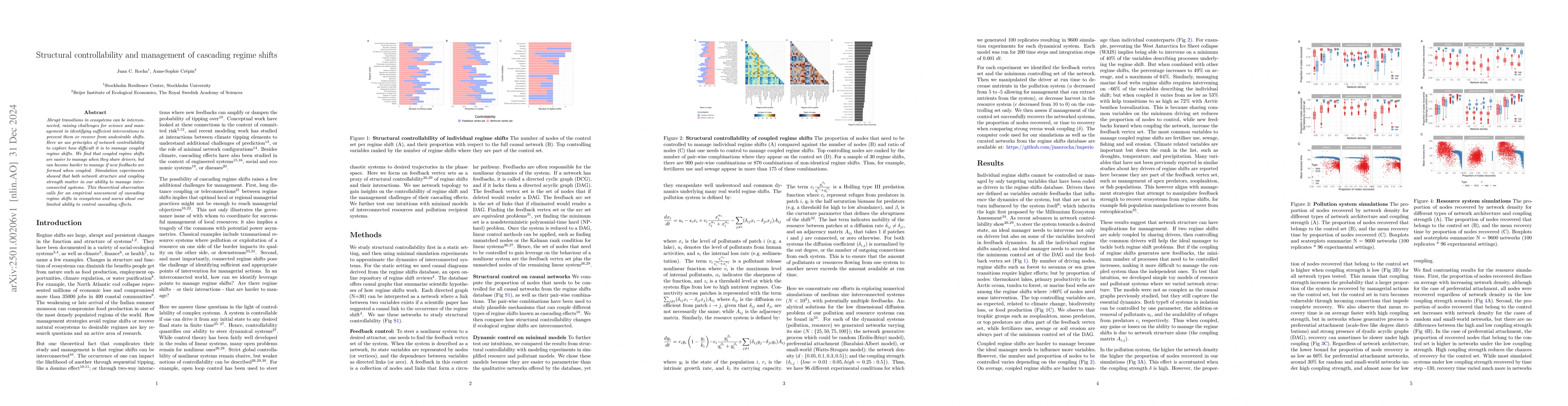 Thumbnail for Structural controllability and management of cascading regime shifts