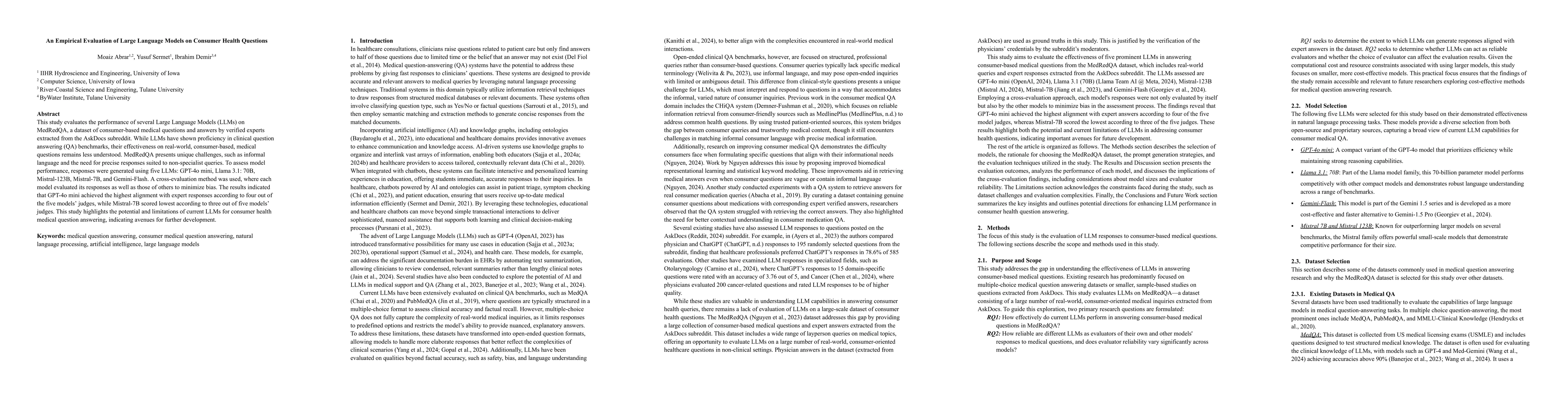 Thumbnail for An Empirical Evaluation of Large Language Models on Consumer Health
  Questions
