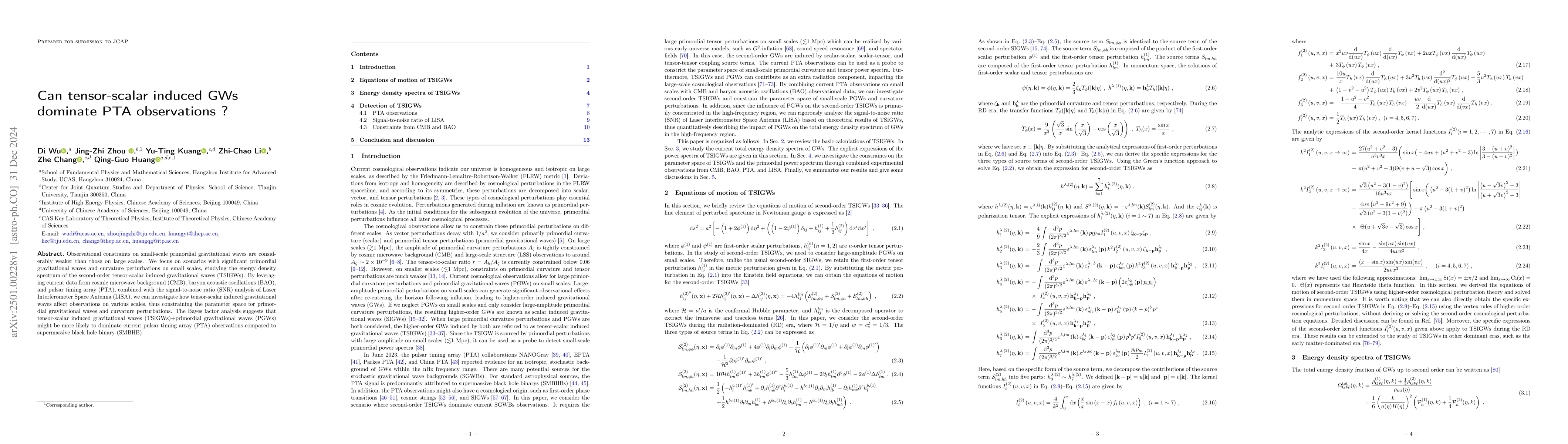Thumbnail for Can tensor-scalar induced GWs dominate PTA observations ?