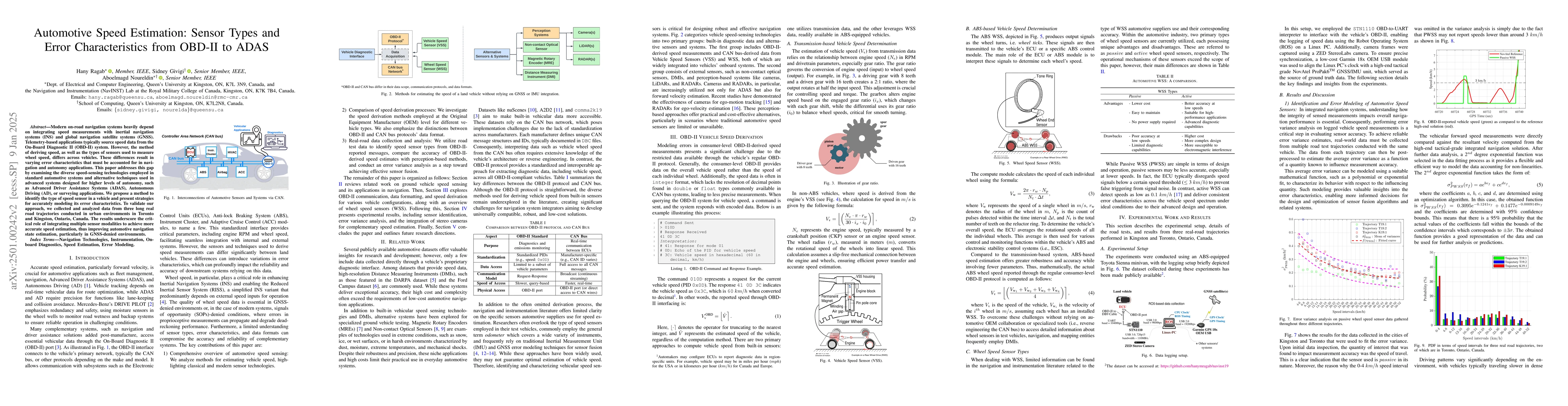 Thumbnail for Automotive Speed Estimation: Sensor Types and Error Characteristics from
  OBD-II to ADAS