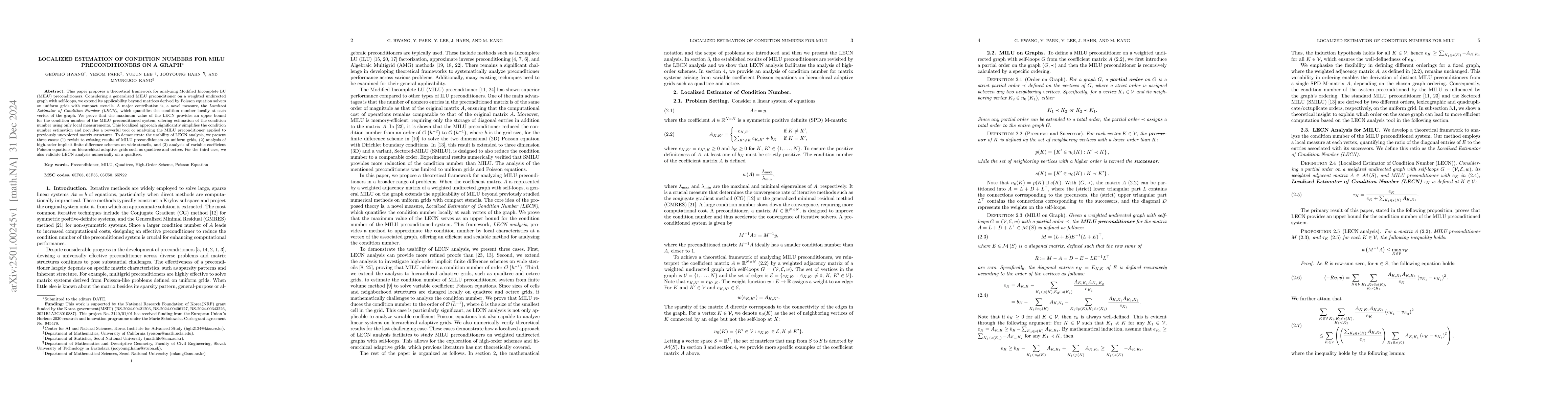 Thumbnail for Localized Estimation of Condition Numbers for MILU Preconditioners on a
  Graph