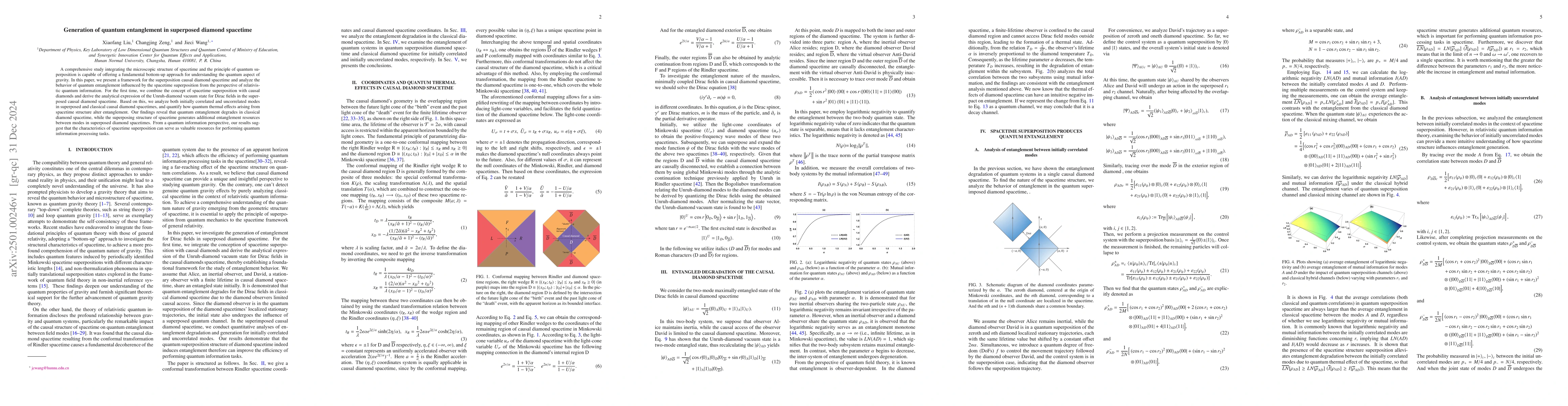 Thumbnail for Generation of quantum entanglement in superposed diamond spacetime