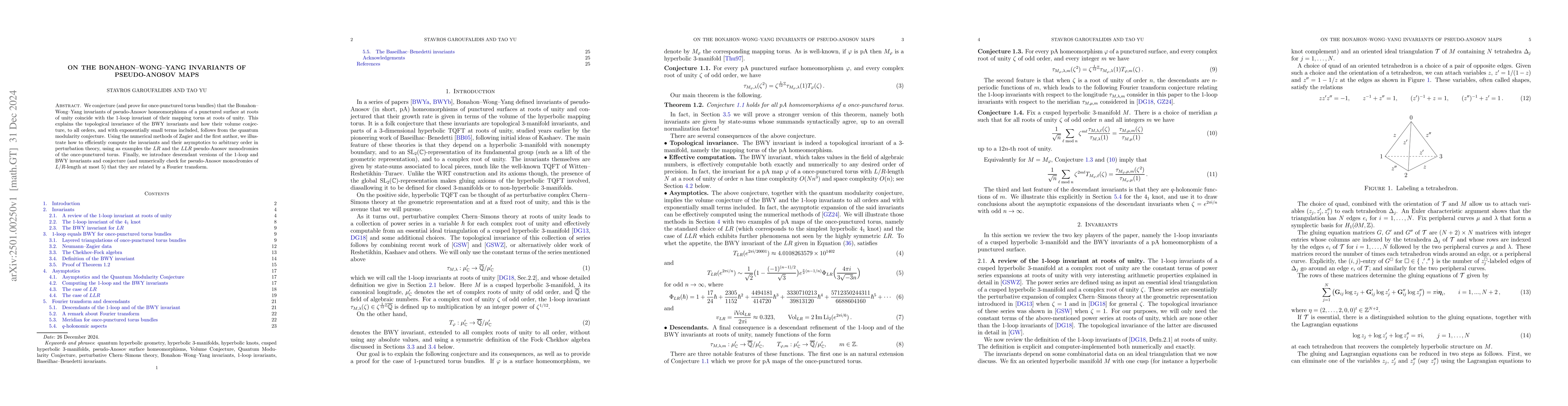 Thumbnail for On the Bonahon--Wong--Yang invariants of pseudo-Anosov maps