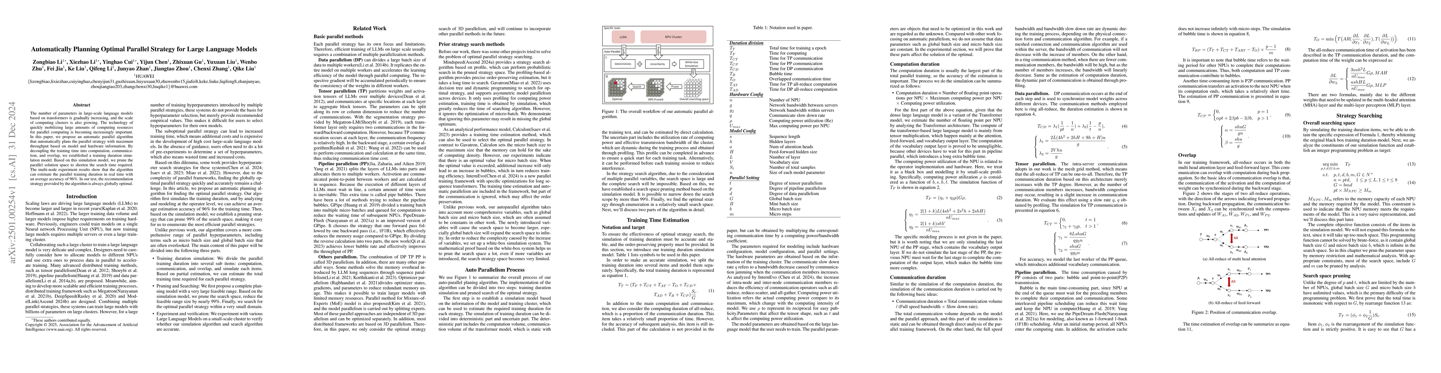 Thumbnail for Automatically Planning Optimal Parallel Strategy for Large Language
  Models