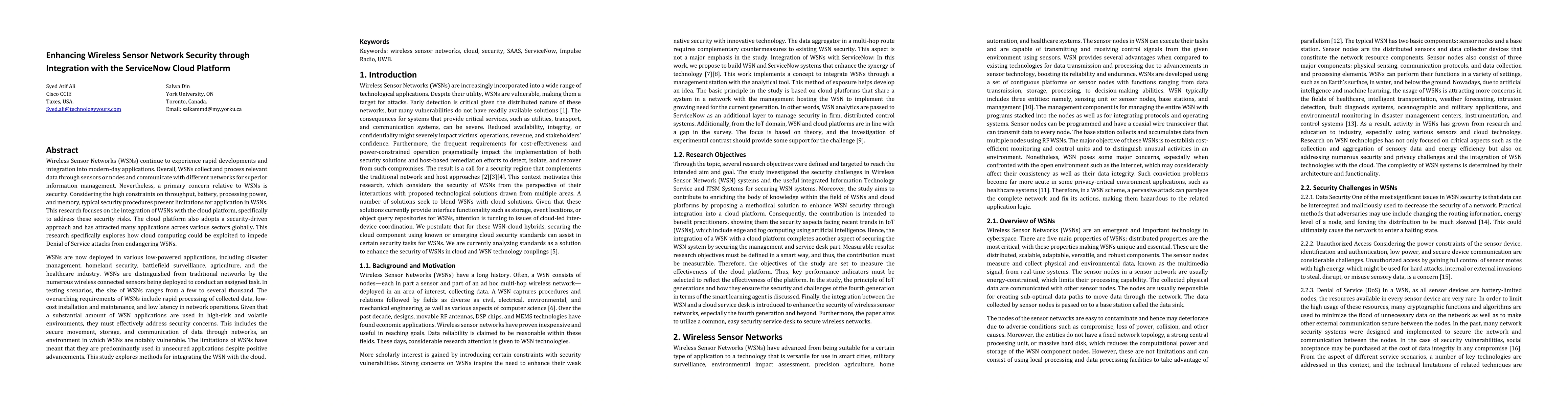 Thumbnail for Enhancing Wireless Sensor Network Security through Integration with the
  ServiceNow Cloud Platform
