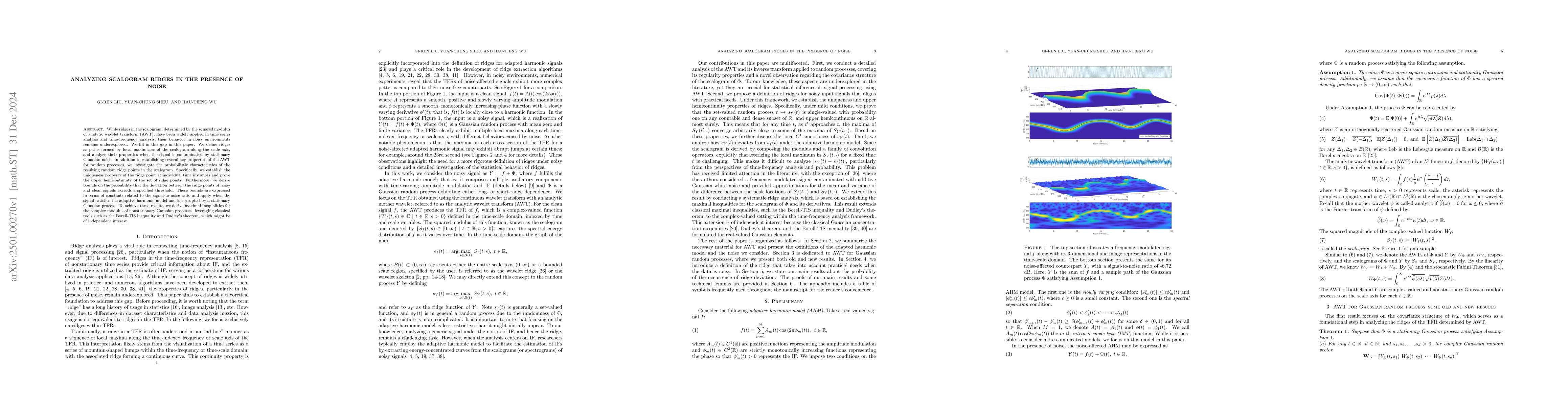 Thumbnail for Analyzing Scalogram Ridges in the Presence of Noise