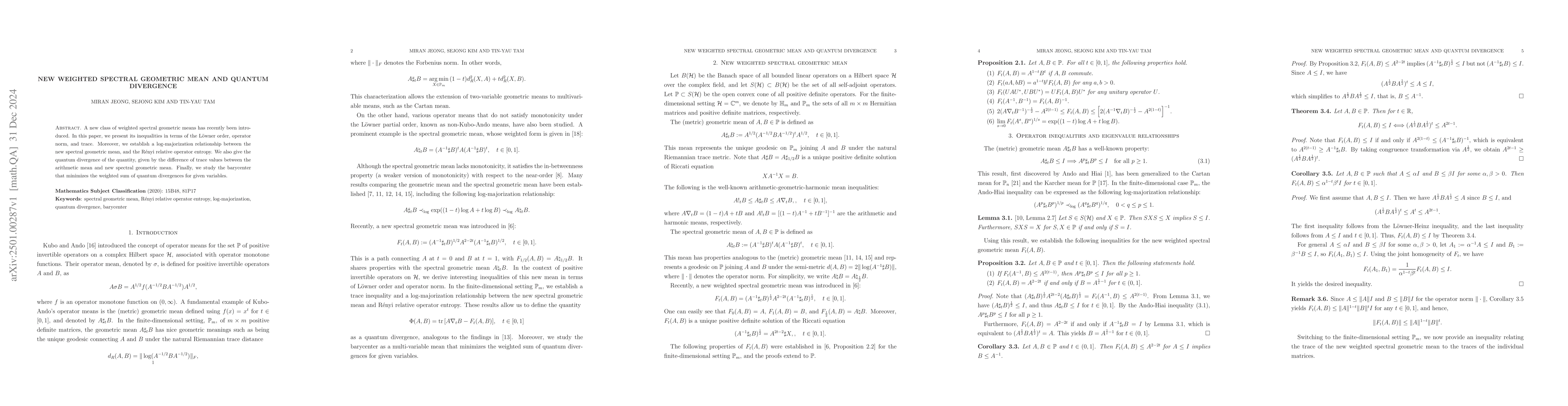 Thumbnail for New Weighted Spectral Geometric Mean and Quantum Divergence