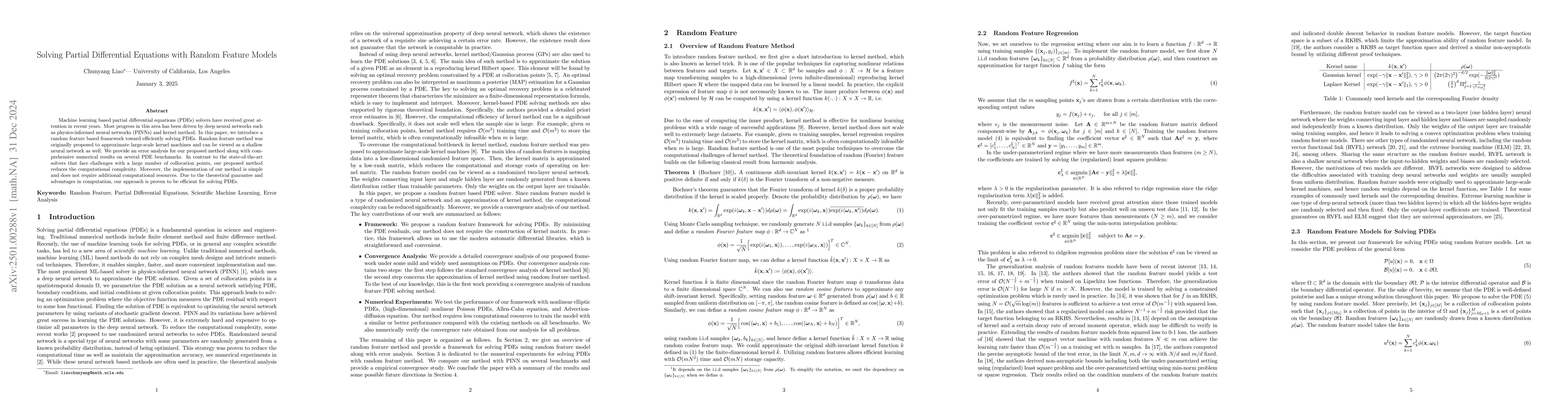 Thumbnail for Solving Partial Differential Equations with Random Feature Models