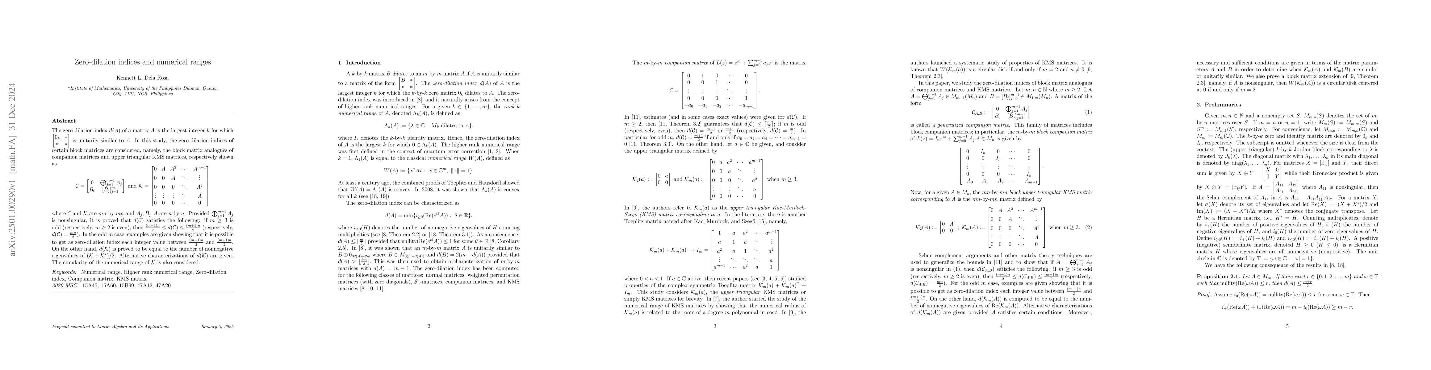 Thumbnail for Zero-dilation indices and numerical ranges