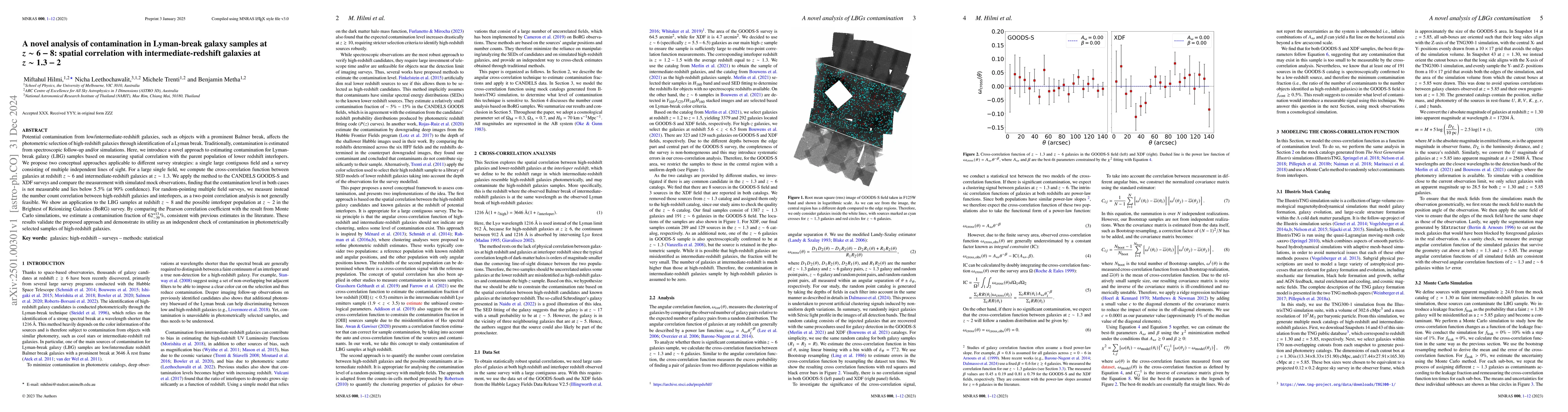 Thumbnail for A novel analysis of contamination in Lyman-break galaxy samples at
  $\boldsymbol{z\sim6-8}$: spatial correlation with intermediate-redshift
  galaxies at $\boldsymbol{z\sim1.3-2}$