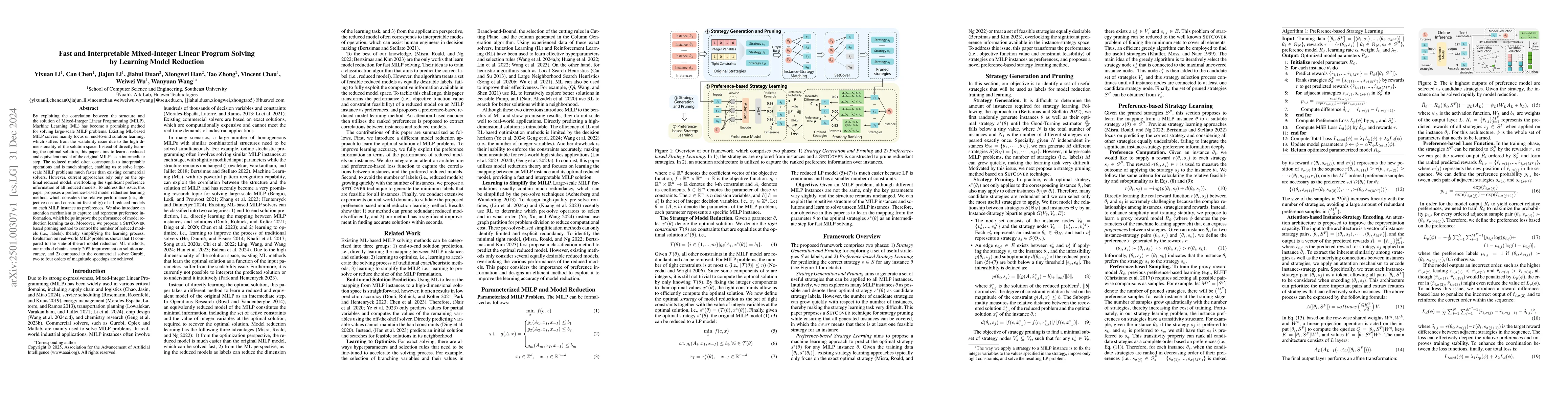Thumbnail for Fast and Interpretable Mixed-Integer Linear Program Solving by Learning
  Model Reduction