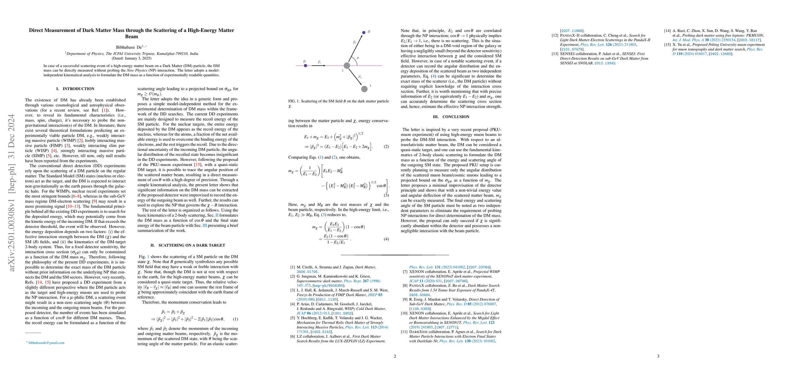 Thumbnail for Direct Measurement of Dark Matter Mass through the Scattering of a
  High-Energy Matter Beam