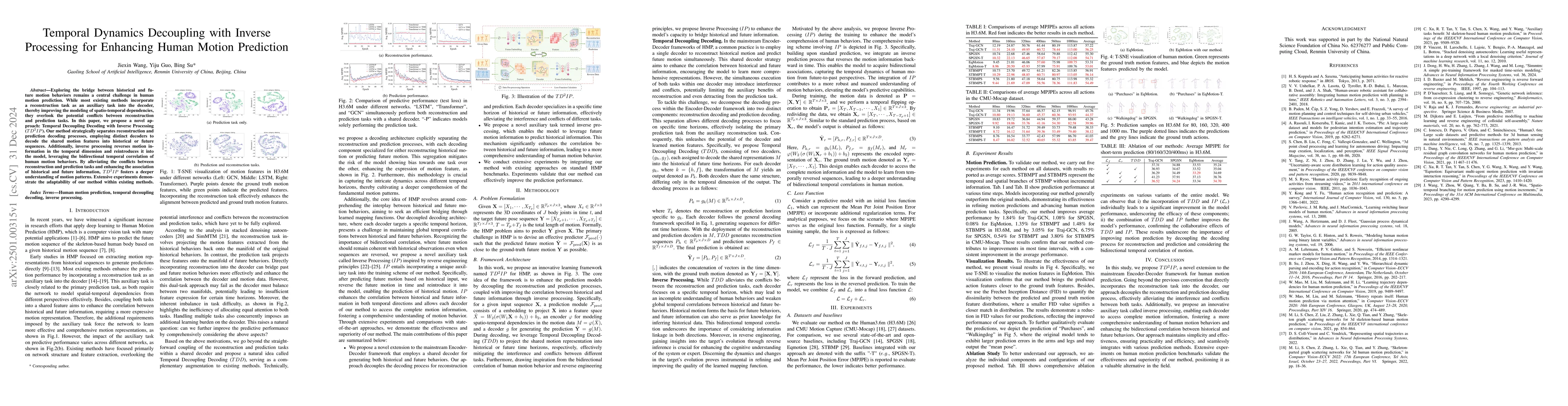 Thumbnail for Temporal Dynamics Decoupling with Inverse Processing for Enhancing Human
  Motion Prediction