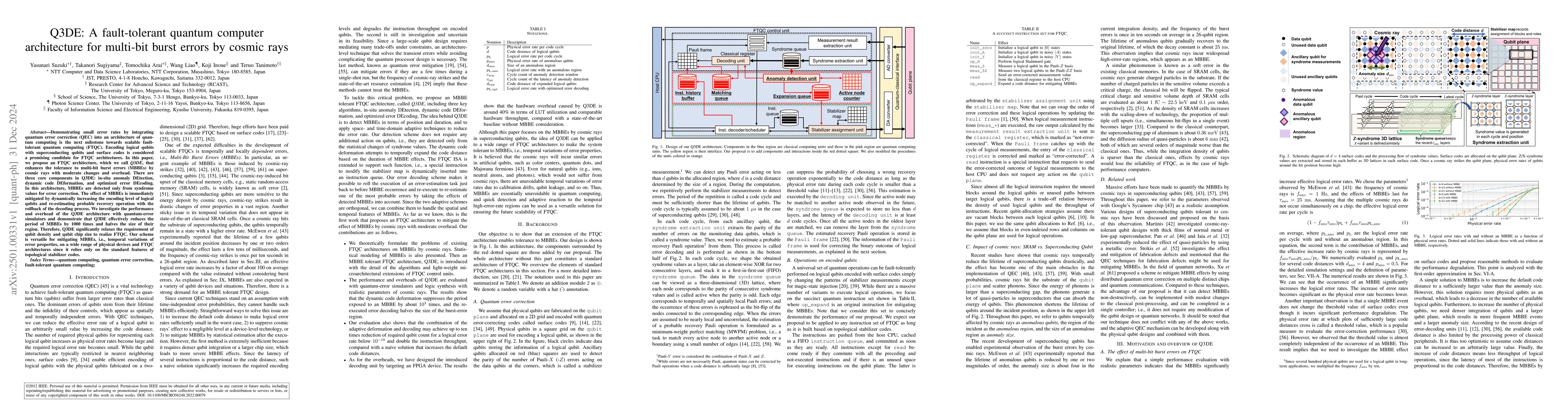 Thumbnail for Q3DE: A fault-tolerant quantum computer architecture for multi-bit burst
  errors by cosmic rays