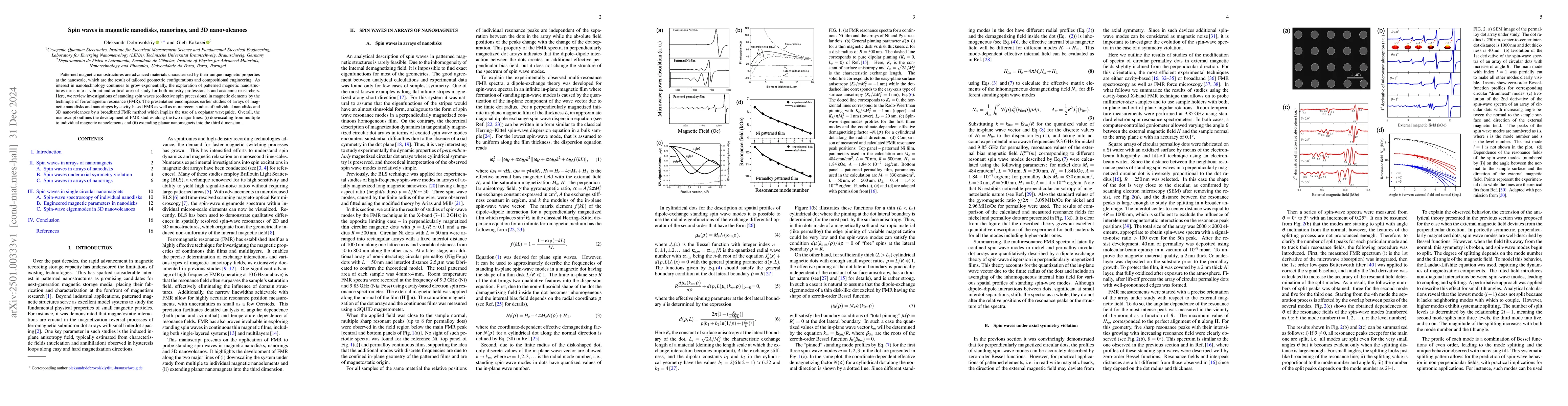 Thumbnail for Spin waves in magnetic nanodisks, nanorings, and 3D nanovolcanoes