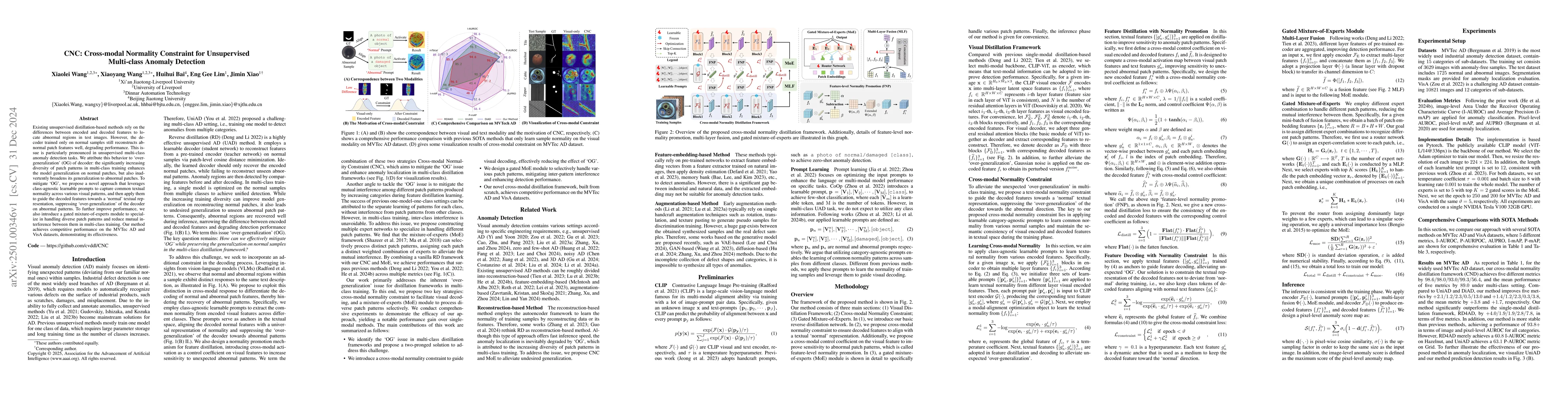 Thumbnail for CNC: Cross-modal Normality Constraint for Unsupervised Multi-class
  Anomaly Detection