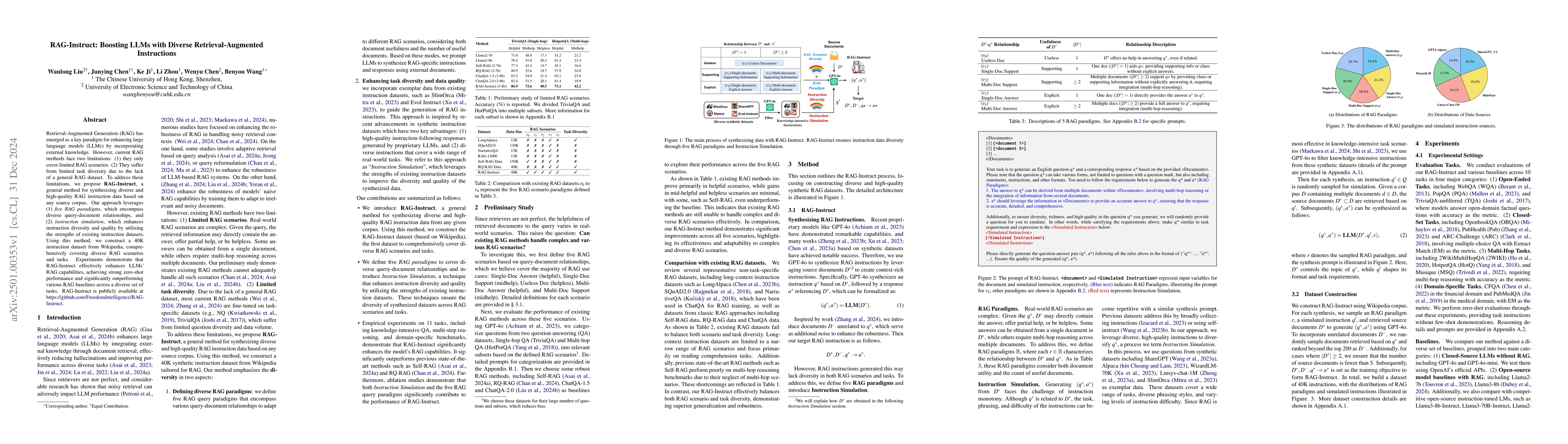 Thumbnail for RAG-Instruct: Boosting LLMs with Diverse Retrieval-Augmented
  Instructions