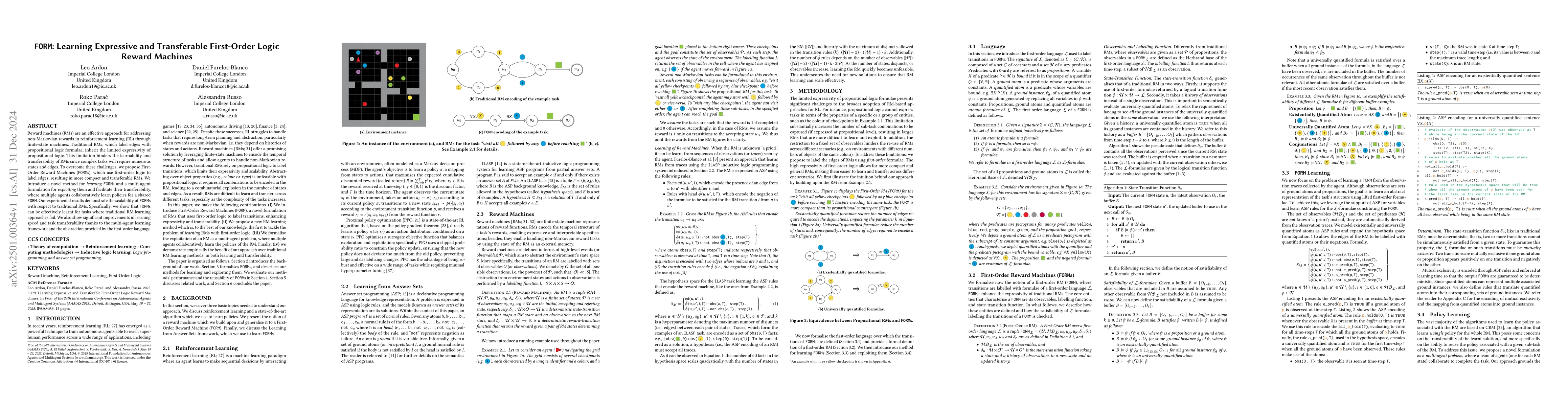 Thumbnail for $\texttt{FORM}$: Learning Expressive and Transferable First-Order Logic
  Reward Machines