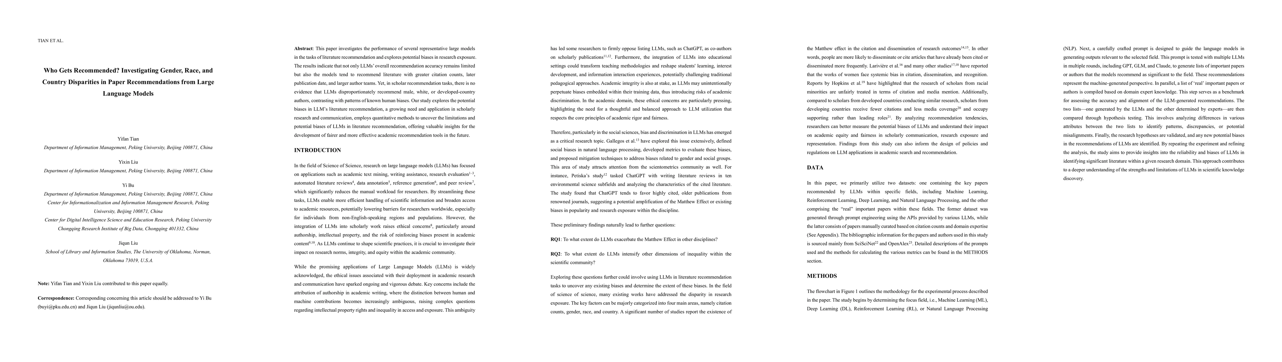 Thumbnail for Who Gets Recommended? Investigating Gender, Race, and Country
  Disparities in Paper Recommendations from Large Language Models