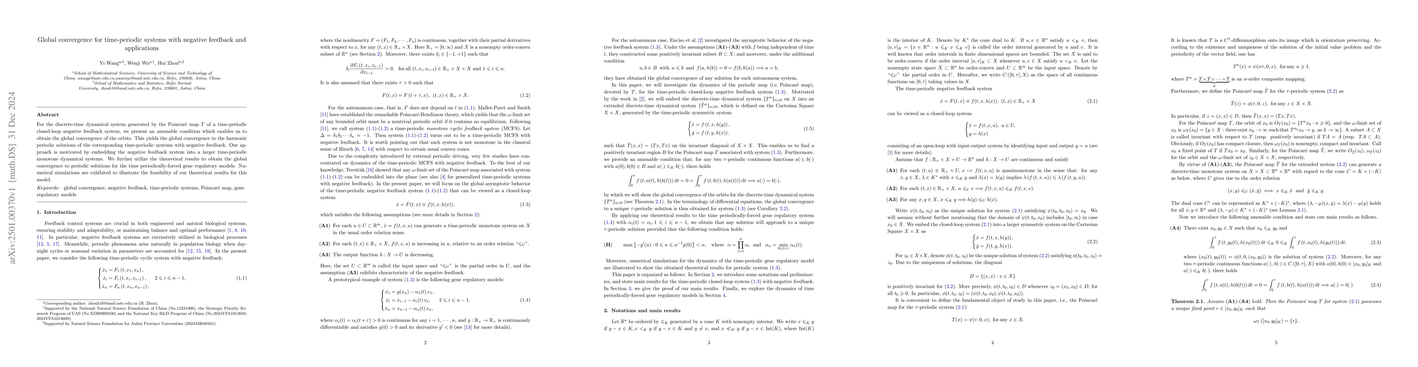 Thumbnail for Global convergence for time-periodic systems with negative feedback and
  applications