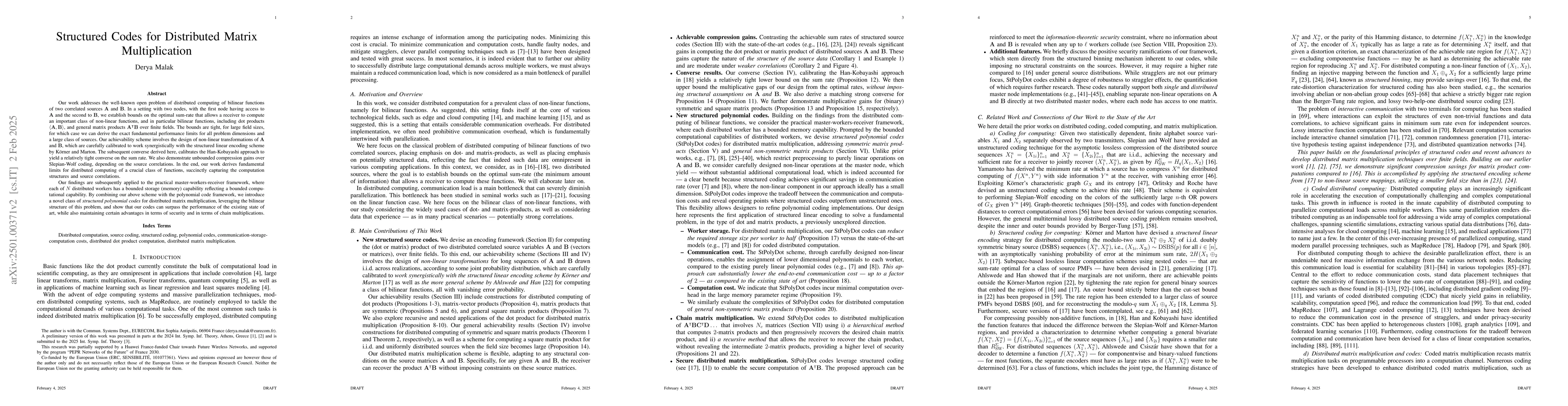 Thumbnail for Structured Codes for Distributed Matrix Multiplication