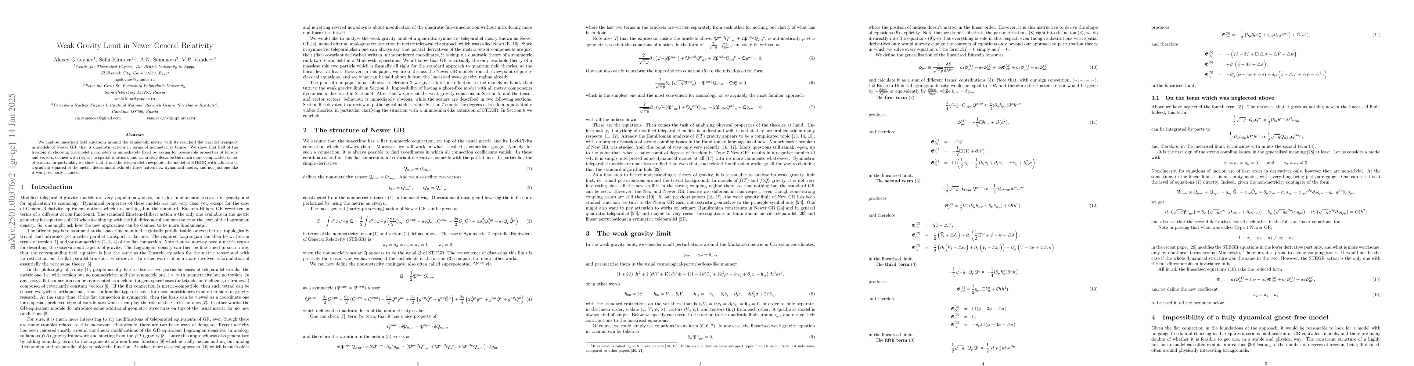 Thumbnail for Weak Gravity Limit in Newer General Relativity