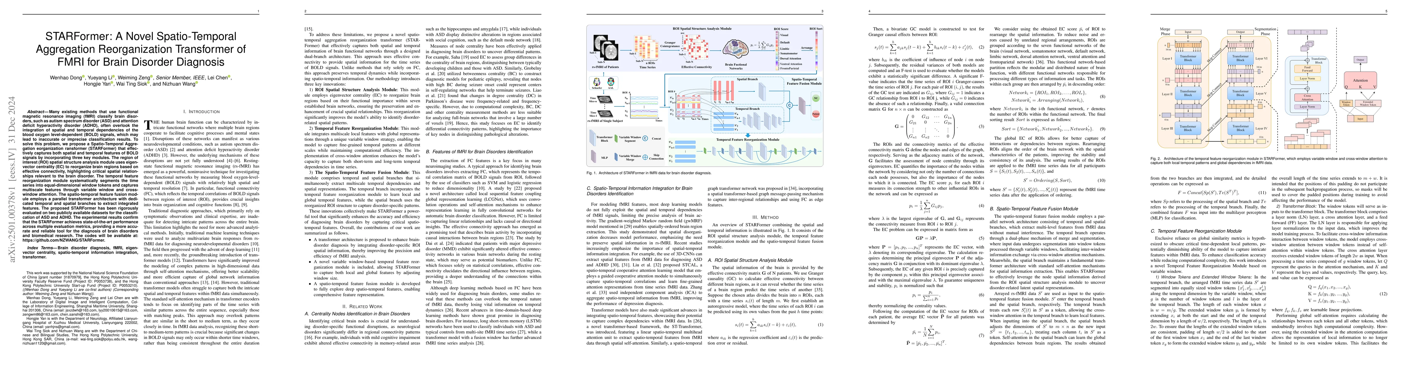 Thumbnail for STARFormer: A Novel Spatio-Temporal Aggregation Reorganization
  Transformer of FMRI for Brain Disorder Diagnosis