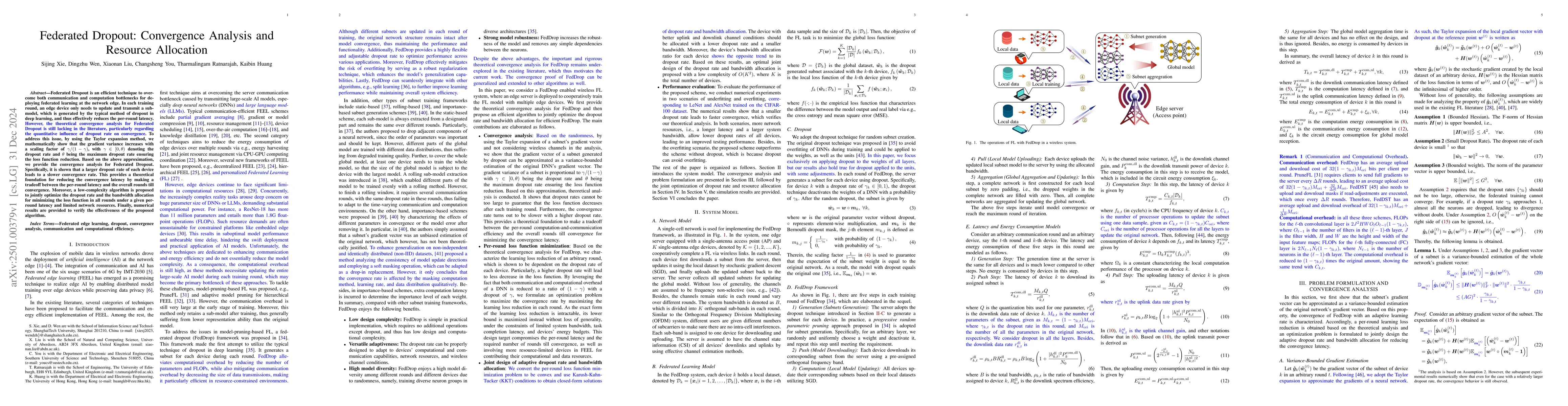 Thumbnail for Federated Dropout: Convergence Analysis and Resource Allocation
