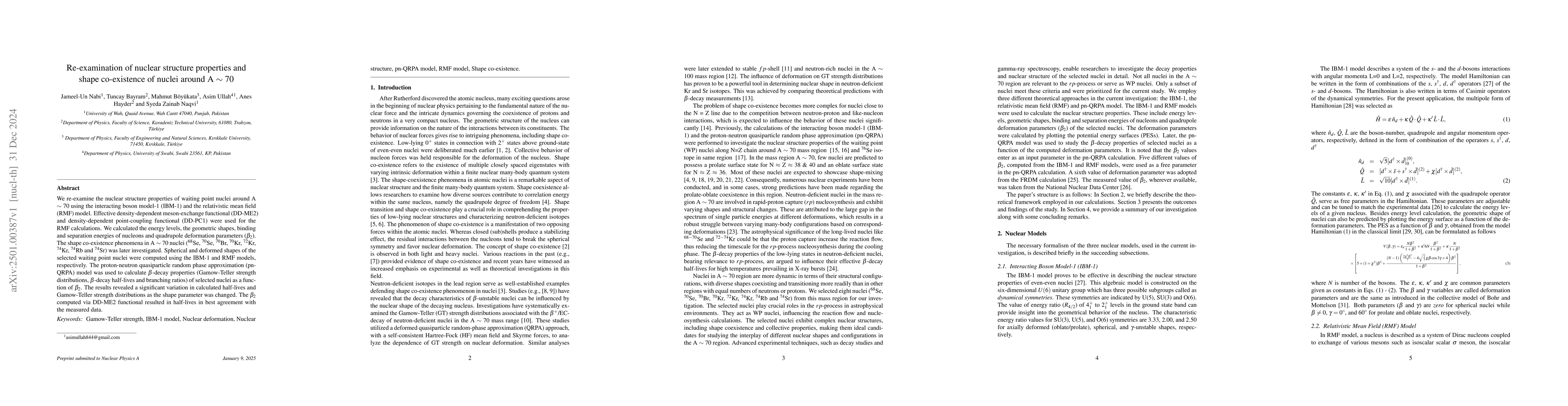 Thumbnail for Reexamination of nuclear structure properties and shape coexistence of
  nuclei around A70