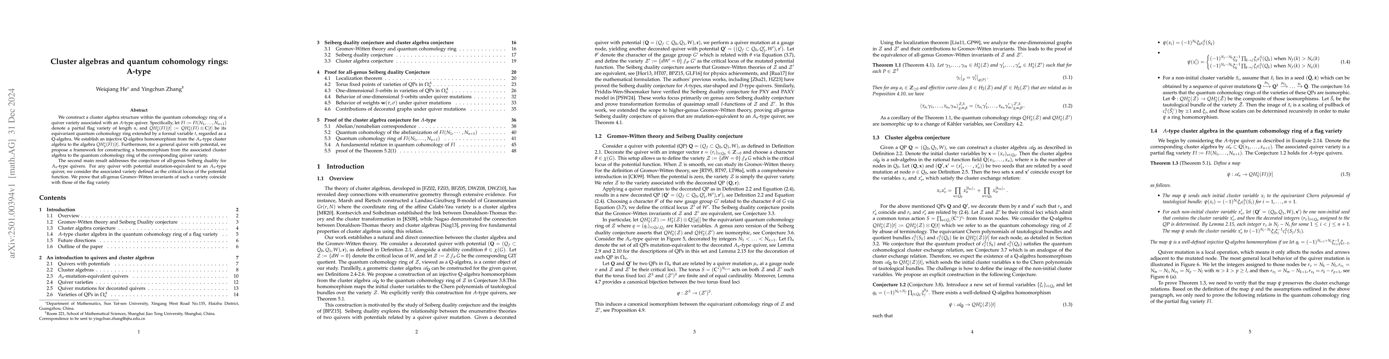 Thumbnail for Cluster algebras and quantum cohomology rings: A-type