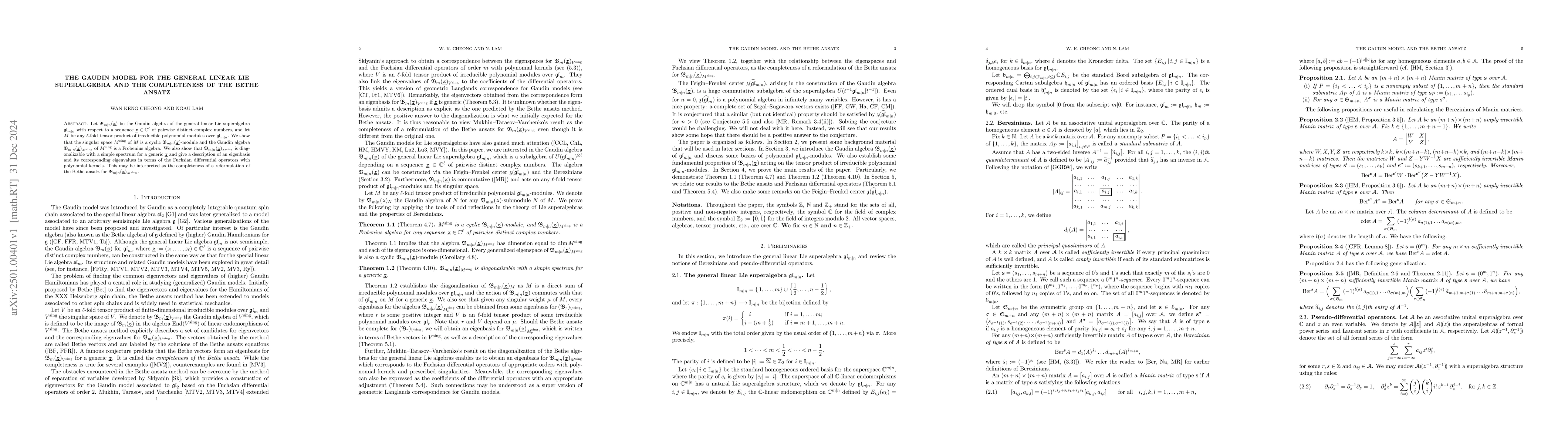 Thumbnail for The Gaudin model for the general linear Lie superalgebra and the
  completeness of the Bethe ansatz