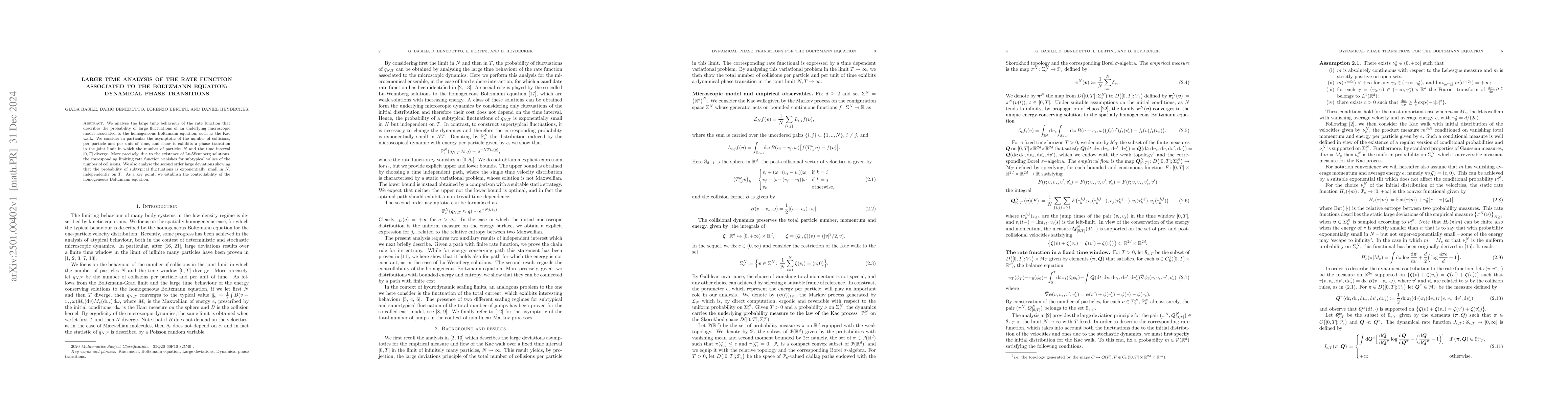 Thumbnail for Large time analysis of the rate function associated to the Boltzmann
  equation: dynamical phase transitions