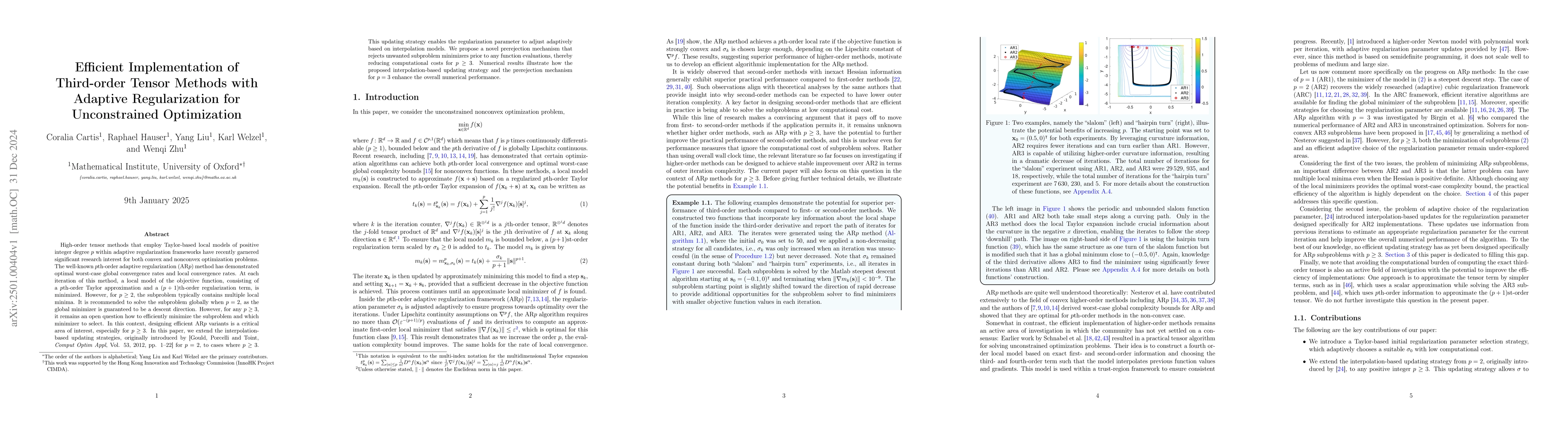 Thumbnail for Efficient Implementation of Third-order Tensor Methods with Adaptive
  Regularization for Unconstrained Optimization