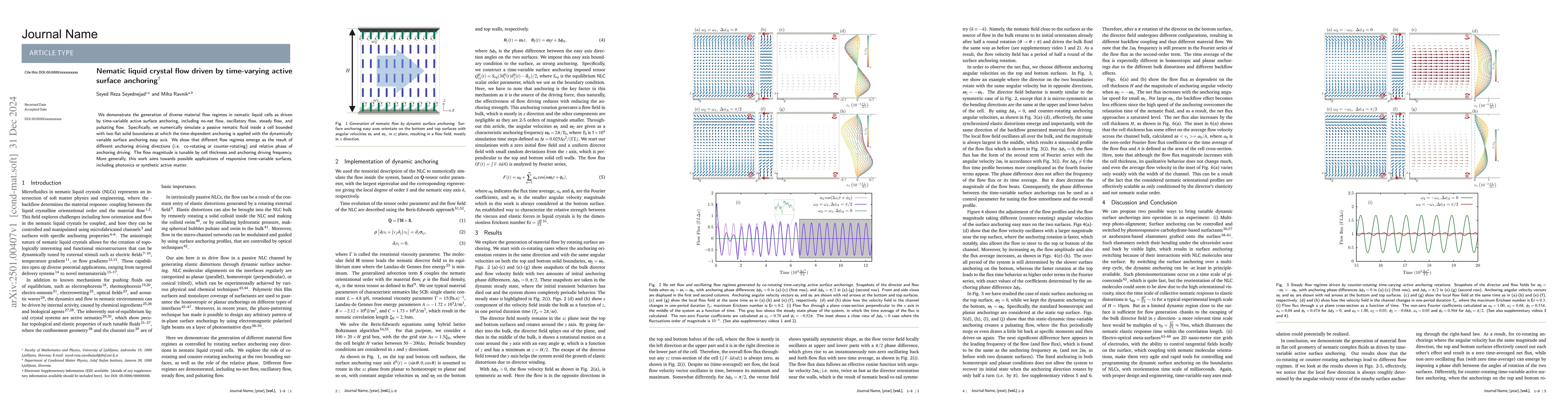 Thumbnail for Nematic liquid crystal flow driven by time-varying active surface
  anchoring