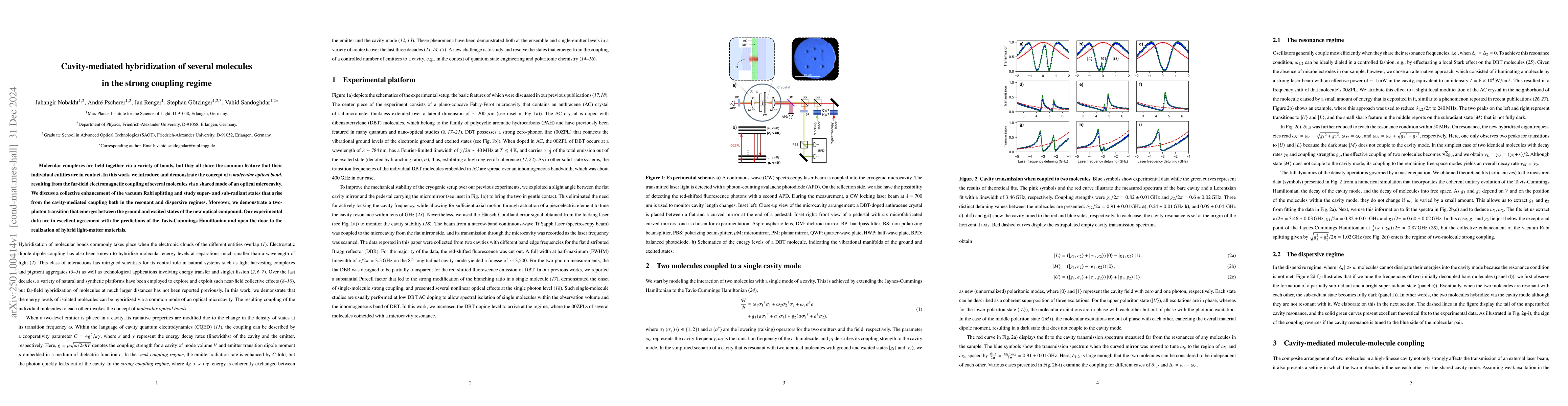 Thumbnail for Cavity-mediated hybridization of several molecules in the strong
  coupling regime