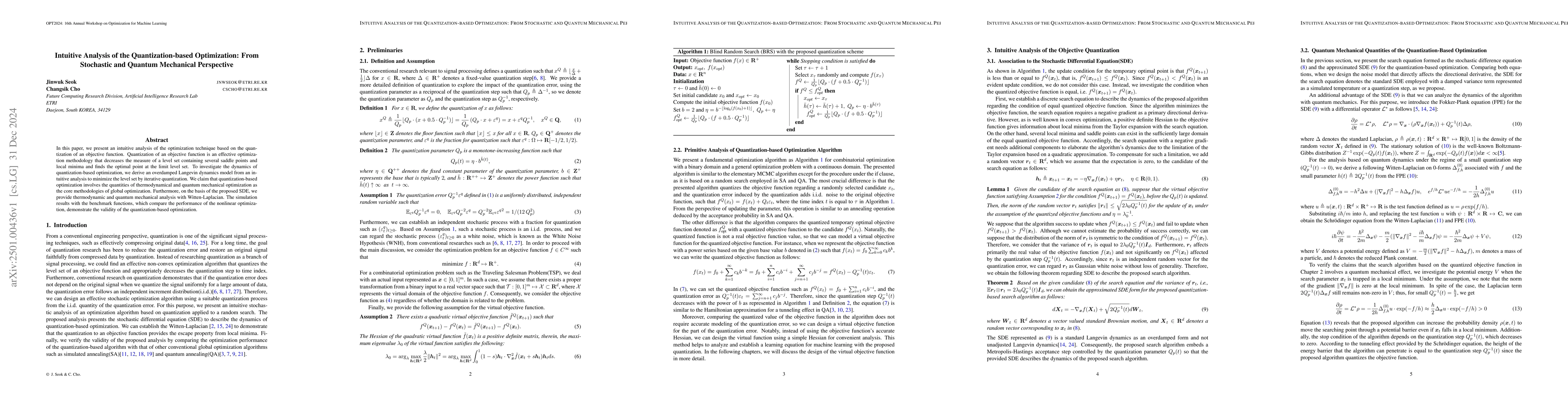 Thumbnail for Intuitive Analysis of the Quantization-based Optimization: From
  Stochastic and Quantum Mechanical Perspective