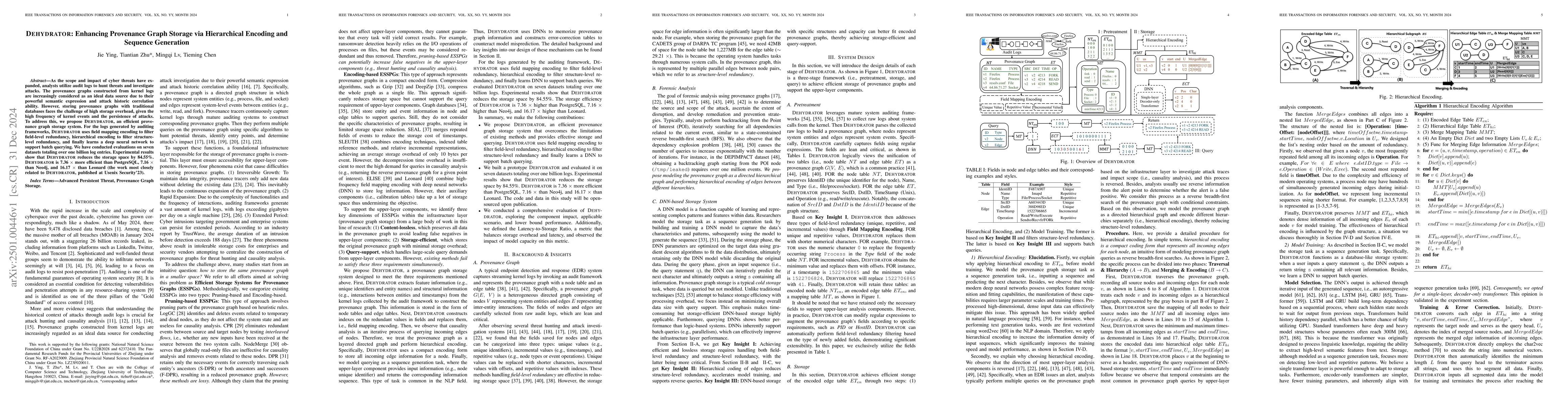 Thumbnail for DEHYDRATOR: Enhancing Provenance Graph Storage via Hierarchical Encoding
  and Sequence Generation