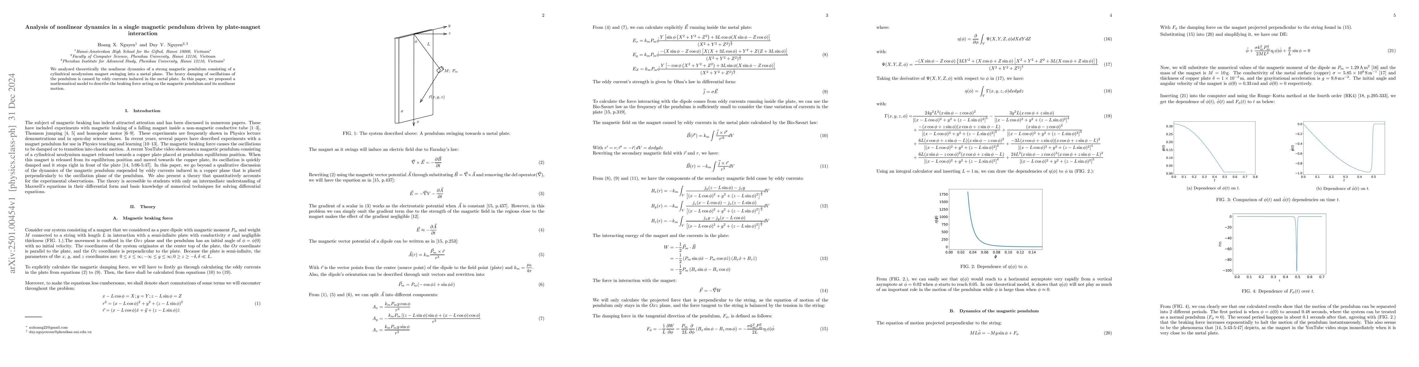 Thumbnail for Analysis of nonlinear dynamics in a single magnetic pendulum driven by
  plate-magnet interaction