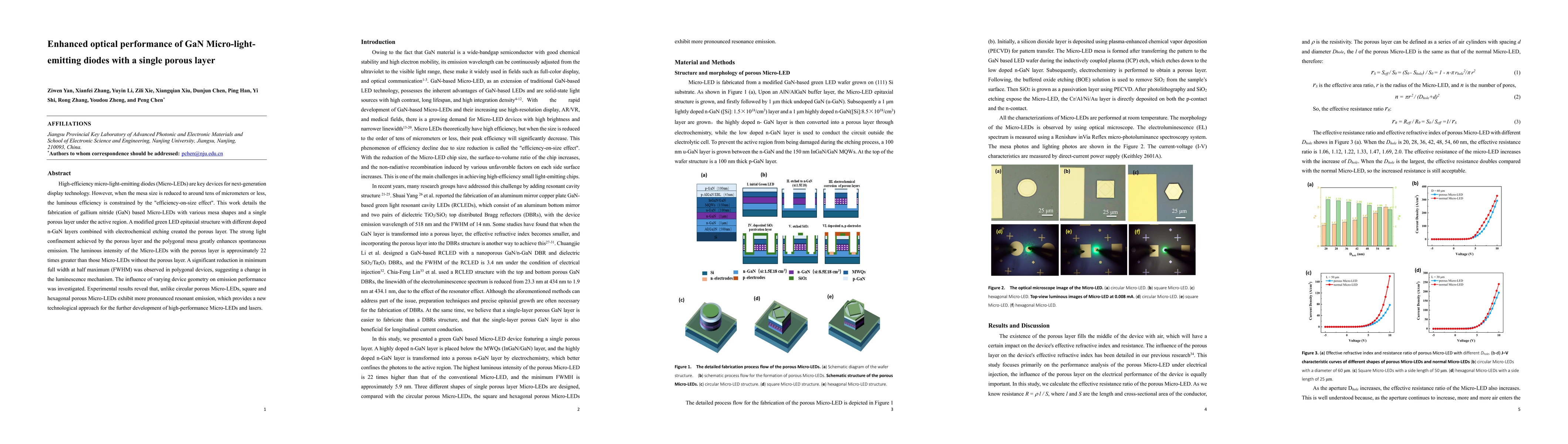 Thumbnail for Enhanced optical performance of GaN Micro-light-emitting diodes with a
  single porous layer