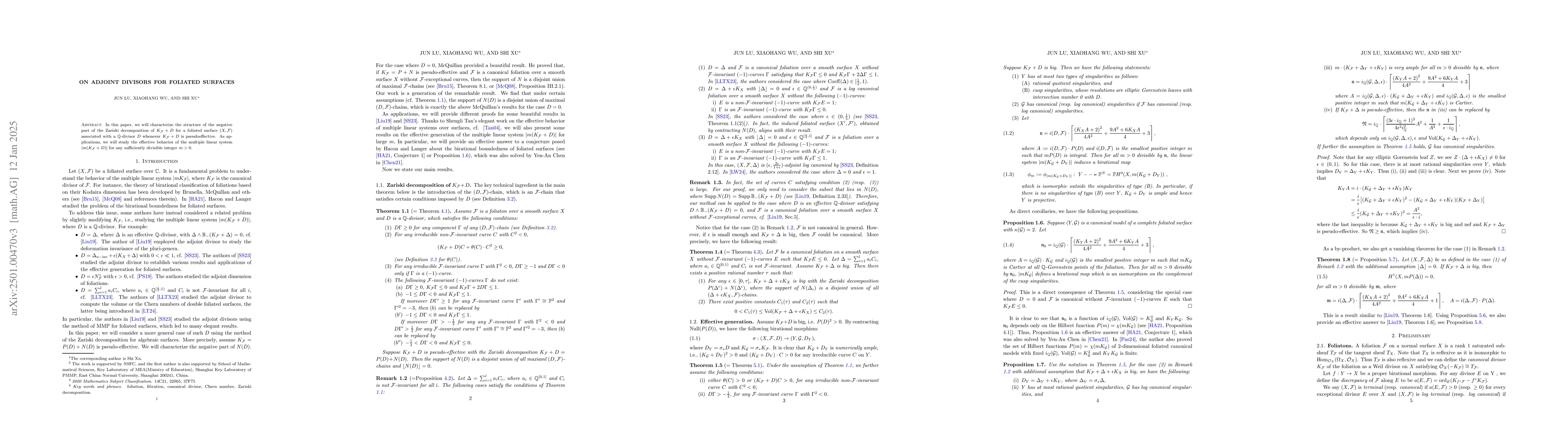 Thumbnail for On adjoint divisors for foliated surfaces