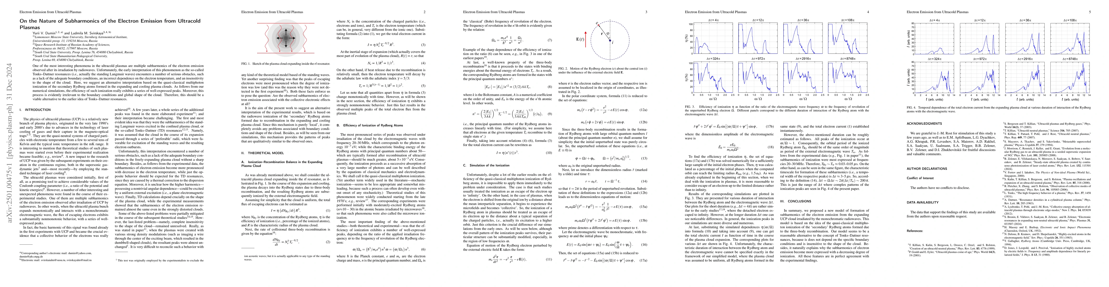 Thumbnail for On the Nature of Subharmonics of the Electron Emission from Ultracold
  Plasmas