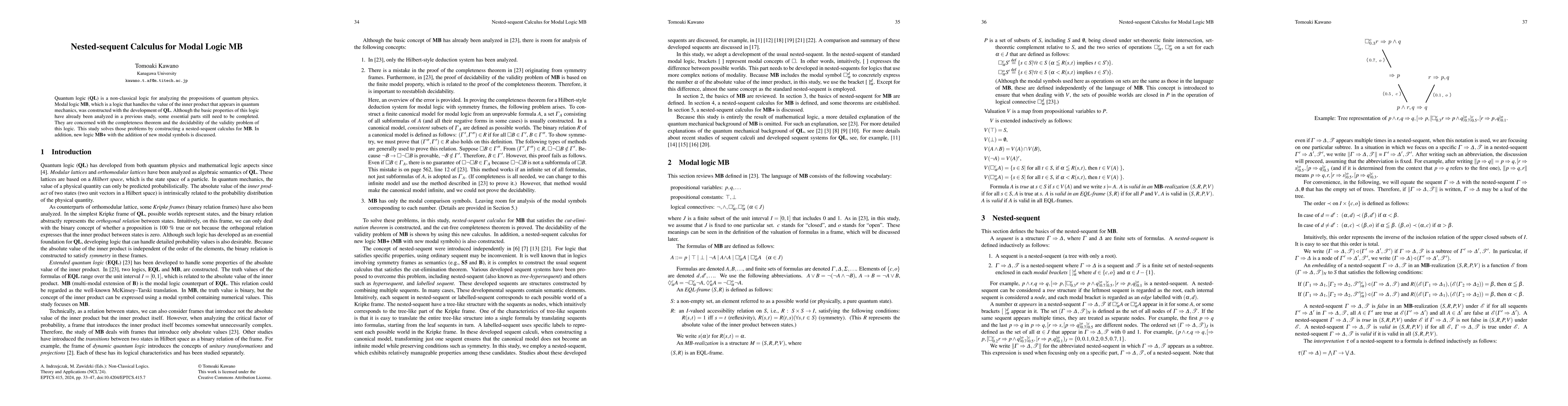 Thumbnail for Nested-sequent Calculus for Modal Logic MB