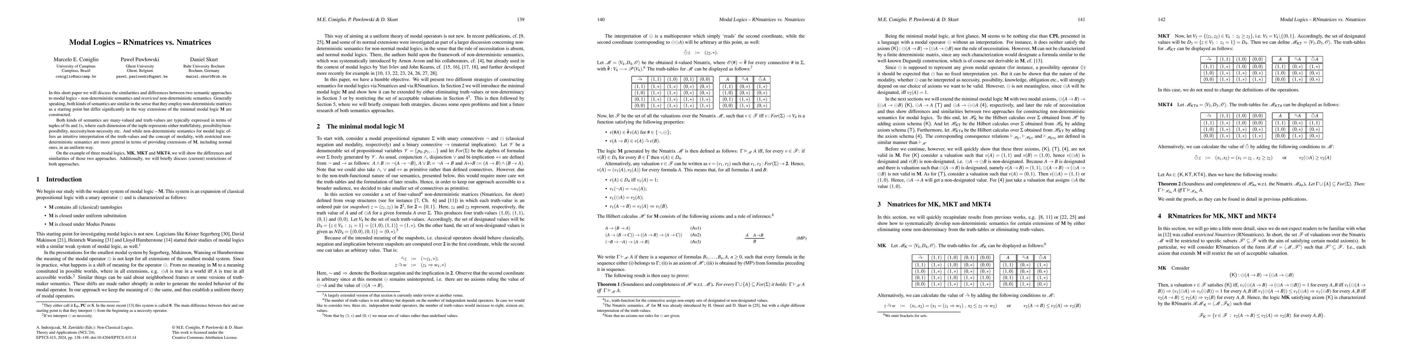 Thumbnail for Modal Logics -- RNmatrices vs. Nmatrices