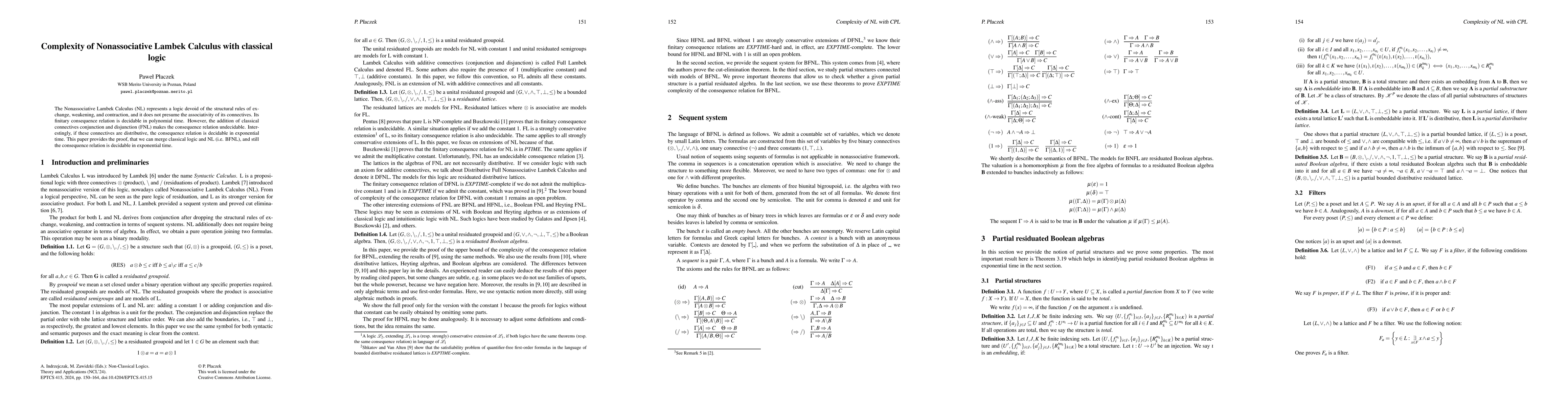 Thumbnail for Complexity of Nonassociative Lambek Calculus with classical logic
