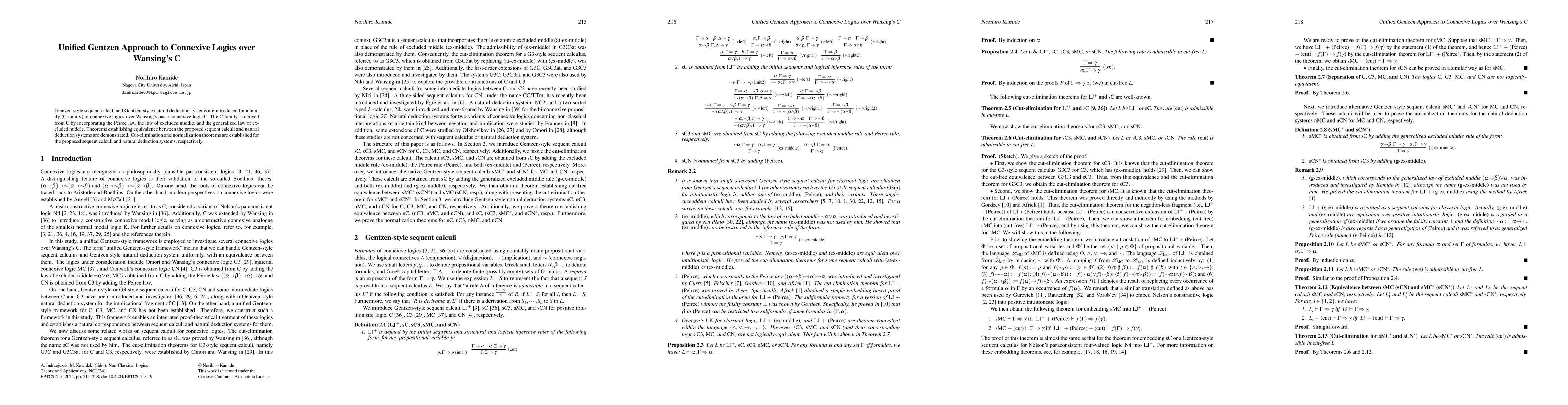 Thumbnail for Unified Gentzen Approach to Connexive Logics over Wansing's C